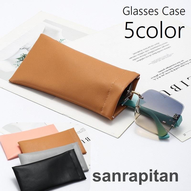 【2点セット】メガネケース 眼鏡ケース サングラスケース 老眼鏡ケース ワンタッチ開閉 バネロ式 レザー調 裏起毛 レディース メンズ 男女兼用 持ち運び 携帯 コ