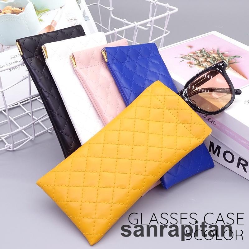 【2点セット】メガネケース 眼鏡ケース サングラスケース ソフトケース レザー調 単色 無地 シンプル 傷防止 保管 保護 収納 男女兼用 レディース メンズ