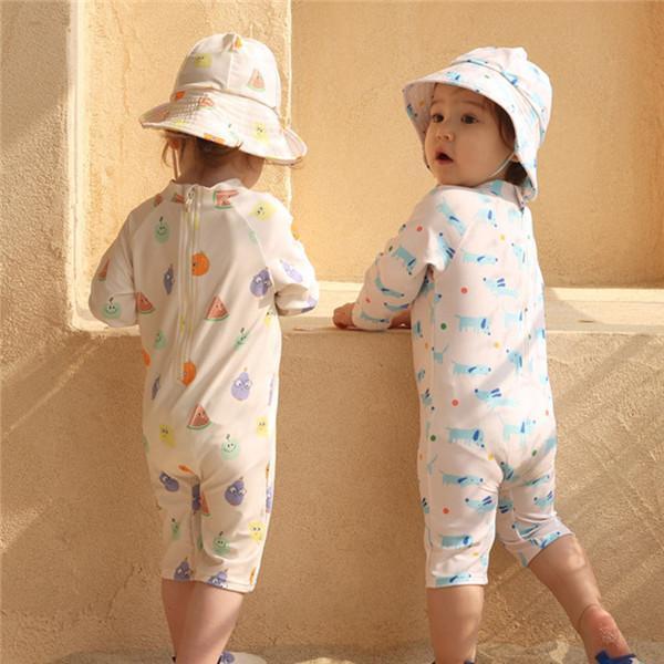 【楽天ランキング1位】キッズ 子供水着 長袖水着 女の子 男の子 紫外線カット子ども水着 果物柄 犬柄 韓国風 ビーチ フィットネス水着 セパレート インナー インナーパンツ ラッシュガード ジュニア かわいい 子供用 こども タンクトップ おしゃれ セット