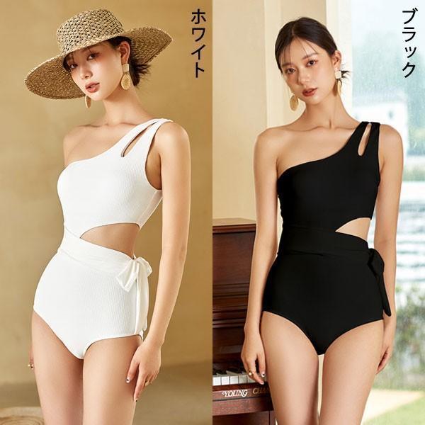 ワンショルダー 水着 カットアウト ハイレグ レオタード水着 レディース 韓国 ガール 可愛い 痩せ見え 体型カバー df196n1n1w9