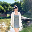 ワンピース水着 大きいサイズ 水着 ぽっちゃり レディース ぽっちゃり水着 袖あり 体型カバー 韓国 可愛い オールインワン df059z7z7w9