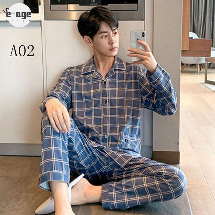 寝巻き パジャマ メンズ 部屋着 長袖 春 夏 秋 前開き 薄手の長袖 長ズボン ナイトウェア 入院 ルームウェア 父の日 敬老の日