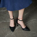 サンダルパンプス 幅広 レディース 黒 ストラップ ミドルヒール ハイヒール 大きいサイズ 小さいサイズ 26.5cm 20.5cm 走れるパンプス 歩きやすい...