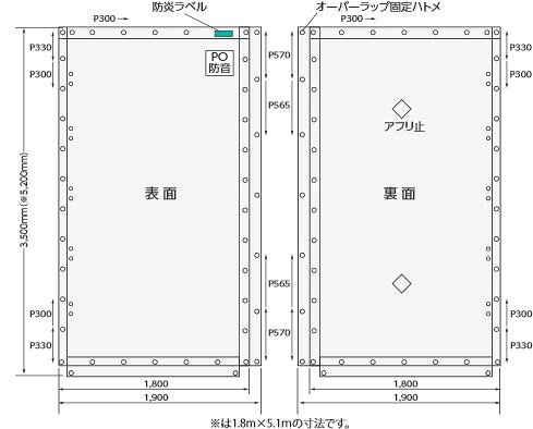 PO防音シート 1.8m×5.1m ポリプロピレン 3枚 建築資材 工事 現場 用品 仮設 養生 ...