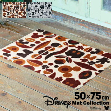 クリーンテックス 玄関マット Disney Mat Collectionミッキー&ミニーモチーフブラウン/グレー50cm×75cm厚み 6mm滑り止め 屋内外兼用 洗濯OK