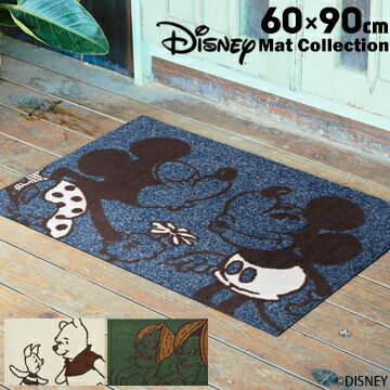 クリーンテックス 玄関マット Disney Mat Collectionミッキー&ミニープーさん＆ピグレットチップとデール60cm×90cm厚み 6mm滑り止め 屋内外兼用 洗濯OK