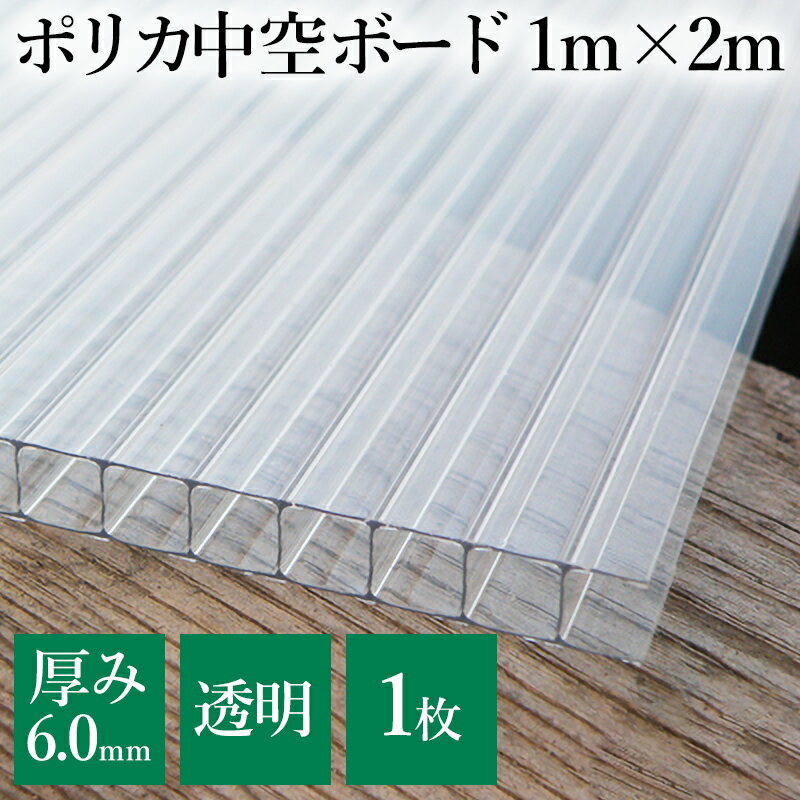 ポリカーボネート 中空ポリカ 6mm厚 1000mm×2000mm（約2平方メートル）透明 中空板 【1枚】 ポリカ平板 ポリカーボネイト ポリカプラダン ポリカ中空ボード プラスチック板 養生パネル ダンプラ プラダン ホームセンターより便利 ツインカーボ ポリカツイン 検討の方も