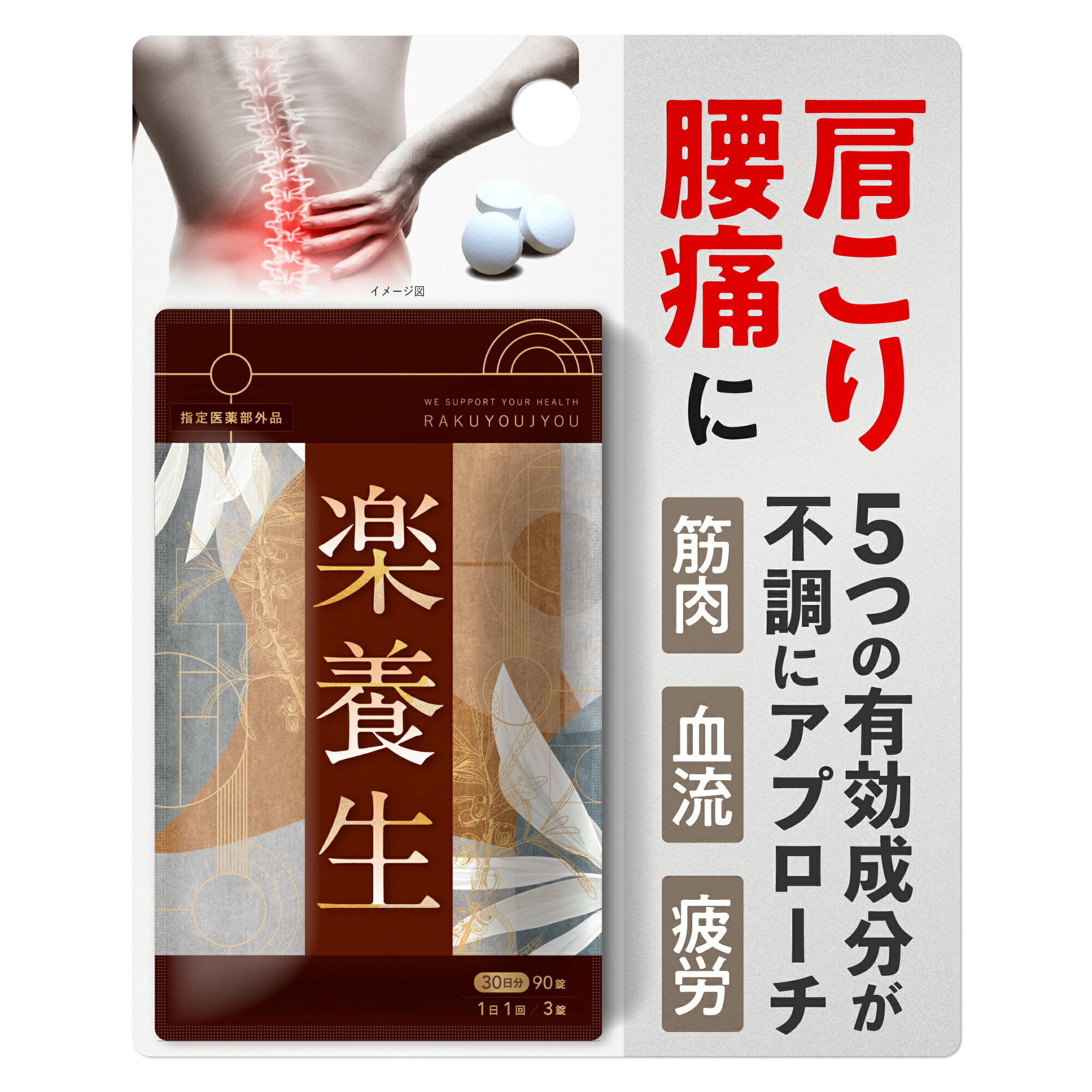 【マラソン限定30％OFF！】腰痛 肩こり 血流改善 疲労回復 骨 歯 歯茎 衰え 予防 身体 痛み 抵抗力 改善 体力 集中力 身体不調 疲れ 身体 だるい 肩 首 腰 膝 肌 不調 冷え 血行 二日酔い 薬 サプリ サプリメント リホフラビン アスコルビン酸 Lシステイン 楽養生