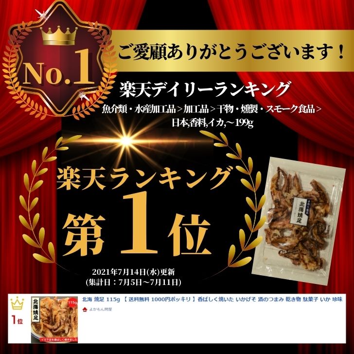 北海 焼足 75g 【 送料無料 1000円ポッキリ 】 香ばしく焼いた いかげそ 酒のつまみ 乾き物 駄菓子 いか 珍味