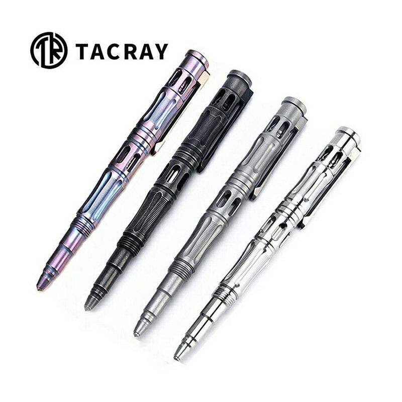 【送料無料】TACRAY タックレイ チタン合金製 ボールペン チタニウム 軽量 金属 丈夫 携帯 ブランド メンズ 男性 ギフト プレゼント おしゃれ 文房具 筆記用具 筆記具 タクティカルペン グレー ブラック シルバー パープルブルー