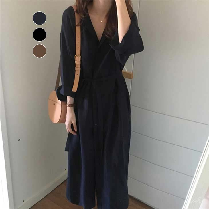 【30%OFFクーポン】 ワンピース シャツワンピ ウエストリボン ロング丈 長袖 羽織り きれいめ 体型カバー おすすめ レディース オシャレ トレンド 人気 プチプラ 韓国ファッション 2023秋冬新作【angwp308-285】【予約販売:4/17〜4/24発送予定】【送料無料】メ込3