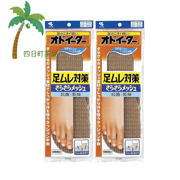 小林製薬 オドイーター足ムレ対策さらさらメッシュ 1足入 [2個セット] 足裏 汗 クッション 中敷 足のニオイ 抗菌 乾燥 効果 ダブル消臭 活性炭 通気性 足の疲れを軽減 防臭加工 雑菌の繁殖抑制 インソール