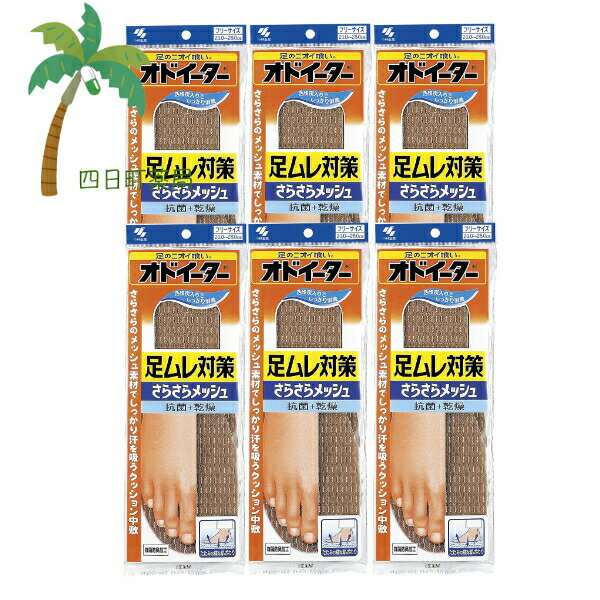小林製薬 オドイーター足ムレ対策さらさらメッシュ 1足入 [6個セット] 足裏 汗 クッション 中敷 足のニオイ 抗菌 乾燥 効果 ダブル消臭 活性炭 通気性 足の疲れを軽減 防臭加工 雑菌の繁殖抑制 インソール