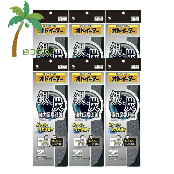 小林製薬 銀と炭のオドイーター 1足入 [6個セット] 強力消臭 クッション 中敷 足のニオイ 抗菌 乾燥 効果 ダブル消臭 足の疲れを軽減 防臭加工 雑菌の繁殖抑制 インソール
