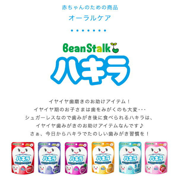 【雪印ビーンスターク】 ハキラ ブドウ味 60粒入 口中清涼食品 タブレット 歯磨き イヤイヤ期 1歳半 キシリトール 食品 おいしい お子様 子ども シュガーレス おやつ代わり オーバルゲン おすすめ