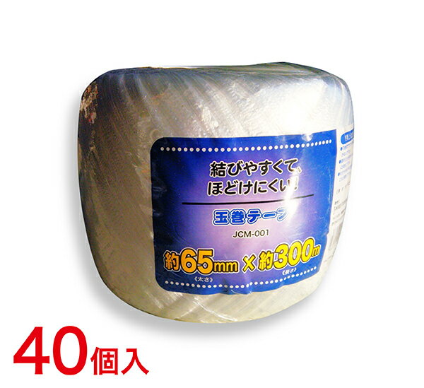 【送料無料】 PPひも 玉巻 テープ 65mm x 300m 40個 【まとめ買い】 荷造り紐 紐 引越し ビニール紐 新聞 雑誌 ひも 白 ビニールひも JCM-001_40SET