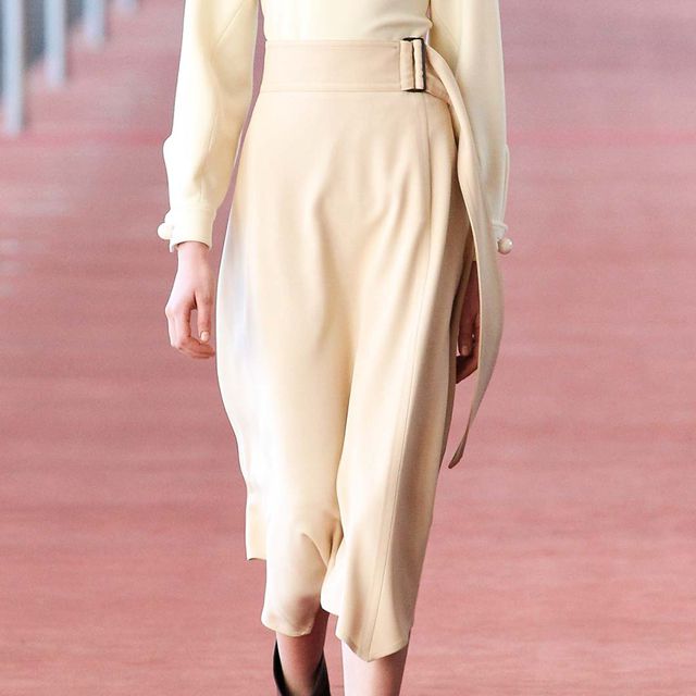 ルメール (LEMAIRE) ベルト付きミディ丈スカート レーヨンウールジャージー バター w153sk06lf016525 2015AW レディース秋冬新作 ...