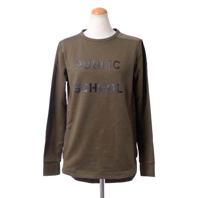 パブリックスクール (public school) ロゴ入りトップス 裏起毛ジャージー オリーブグリーンps16w409olive 2016SS レディース春夏新作 送料無料 正規取扱