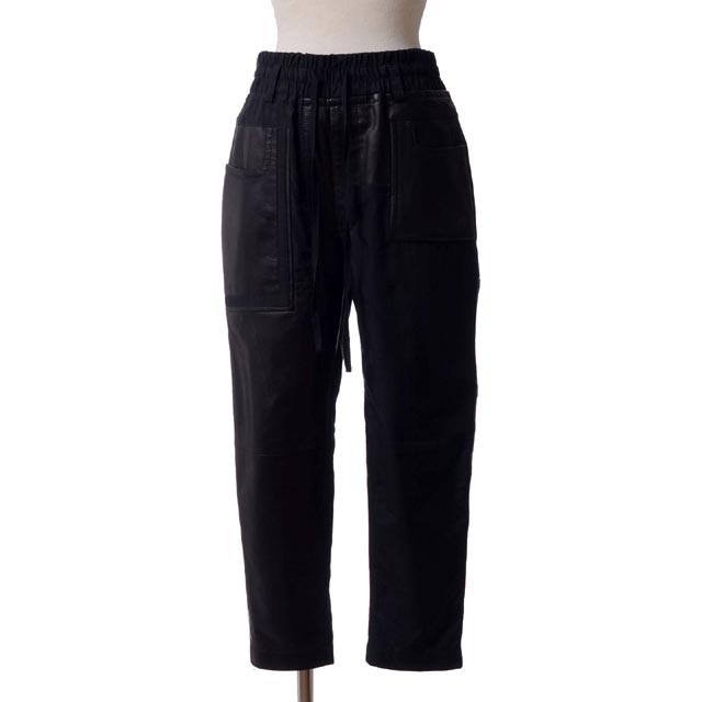 ハイダーアッカーマン (Haider Ackermann) ウエストゴムパンツ ラムスキン混合 ブラック20543671004099 2017SS レディース春...