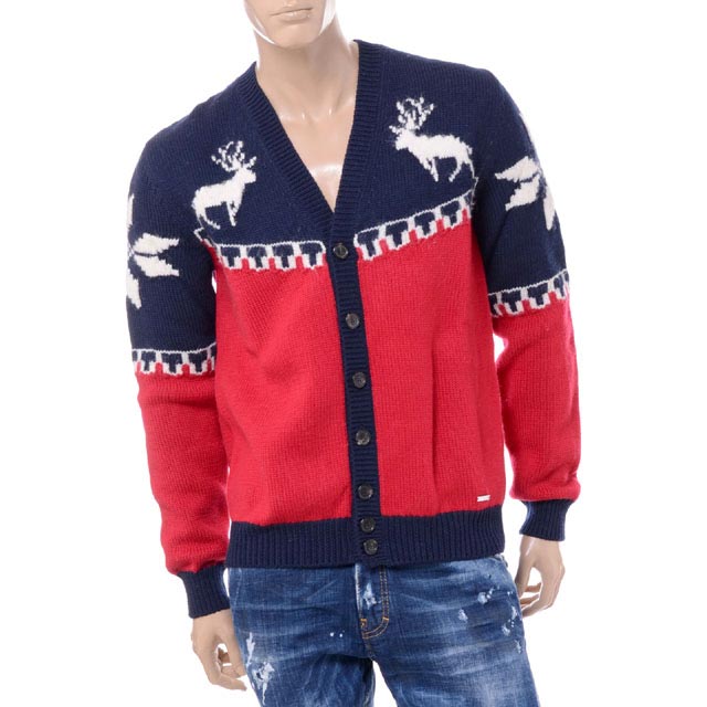 ディースクエアード (Dsquared2) カナディアンカーディガン ネイビーレッドs74ha0770s16055961 2017AW メンズ秋冬 送料無料 正...