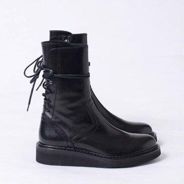 アンドゥムルメステール (ann demeulemeester) 後ろレースアップショートブーツ カーフスキン ブラック210799974570 2017AW レディース秋冬新作 送料無料 正規取扱