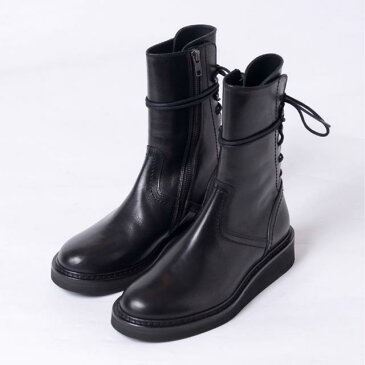アンドゥムルメステール (ann demeulemeester) 後ろレースアップショートブーツ カーフスキン ブラック210799974570 2017AW レディース秋冬新作 送料無料 正規取扱