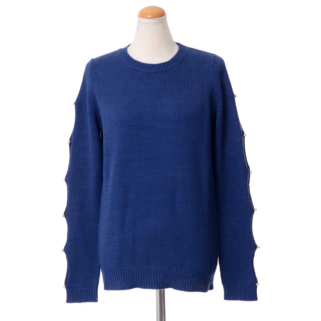 ソニアリキエル (SONIA RYKIEL) パール付き長袖セーター シルクコットン ネイビーブルー1967692171446 2018SS レディース春夏新作 送料無料 正規取扱のサムネイル