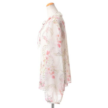 ジャンバティスタ ヴァリ (Giambattista Valli) フリルリボン長袖ブラウス シルクシフォン ホワイトプリントgvc18626avorio 2018SS レディース春夏新作 送料無料 正規取扱