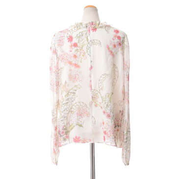 ジャンバティスタ ヴァリ (Giambattista Valli) フリルリボン長袖ブラウス シルクシフォン ホワイトプリントgvc18626avorio 2018SS レディース春夏新作 送料無料 正規取扱