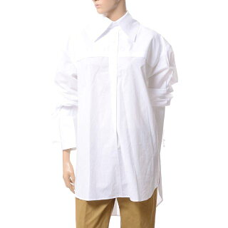 アンドゥムルメステール(anndemeulemeester)タイ付き変形ブラウスコットンホワイト