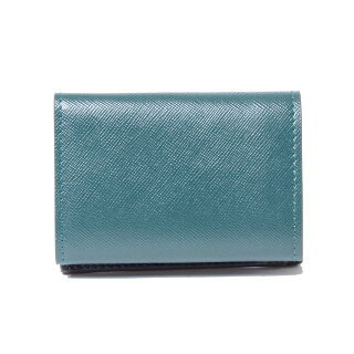 マルニ(Marni)3つ折コインケース付き財布サファイアーノレザーブラウン辛子グリーン
