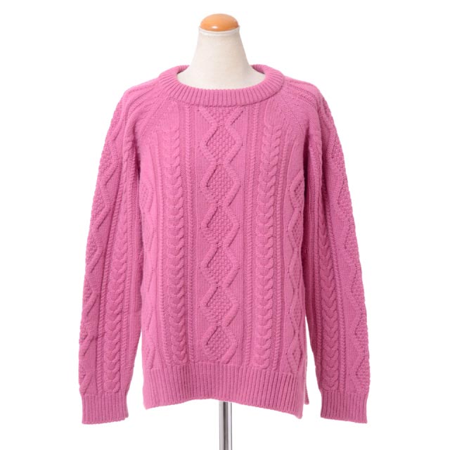 クイーンアンドベル (queene and belle) アラン編みサイドスリットセーター カシミヤ ピンクqb1640hslippypink 2018AW レディース秋冬新作 送料無料 正規取扱