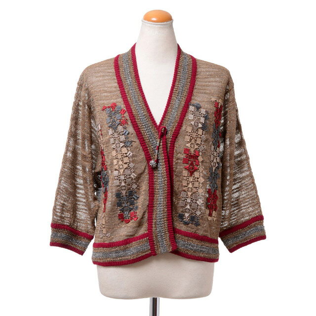 アントニオマラス (ANTONIO MARRAS) ライン入りショート丈ボレロカーディガン コットンリネンなど ゴールドミックス1p8637jg191 2019...