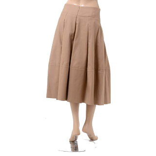 オスカーデラレンタ(OscardeLaRenta)ボックスプリーツスカートコットンキャメル