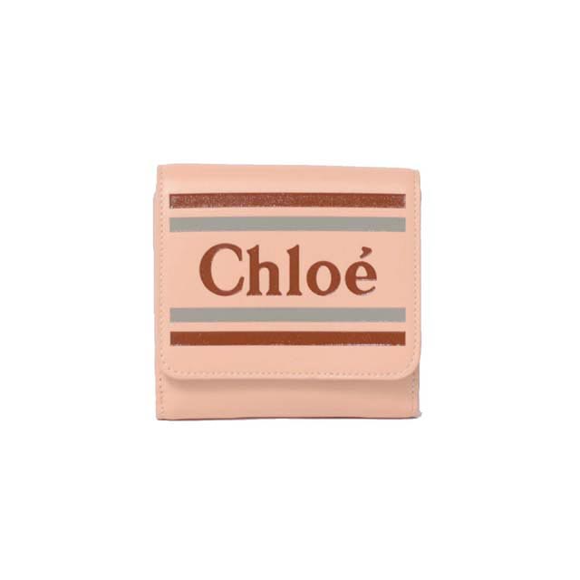 クロエ 二つ折り財布 レディース クロエ (chloe) VICK 二つ折り財布 スクエアウォレット カーフスキン ビスケットピンクchc19sp066a886h7 2019SS レディース春夏新作 送料無料 正規取扱