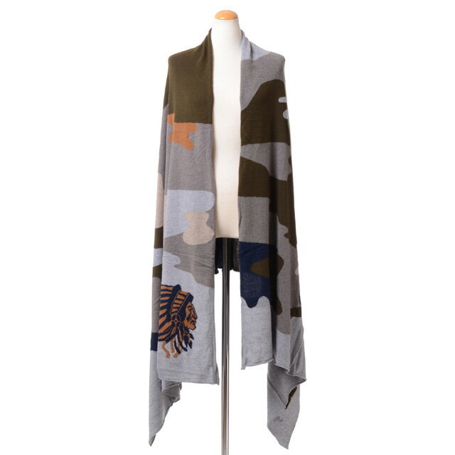 クイーンアンドベル (queene and belle) カモフラージュインディアンインターシャストール スコットランドカシミア グレーマルチqbi1690flanmulti 2019AW レディース秋冬新作 送料無料 正規取扱のサムネイル