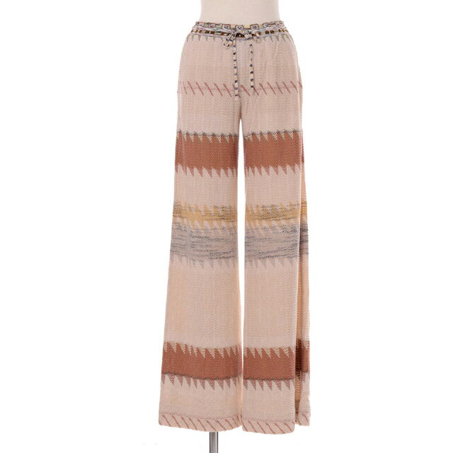 ミッソーニ (Missoni) 織柄ニットパンツ コットンミックス ベージュオレンジ52985271001701 2021SS レディース春夏新作 送料無料 正...