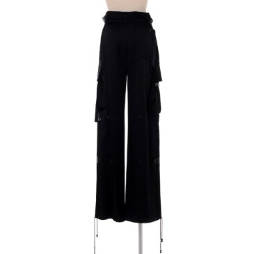 アンドゥムルメステール (ann demeulemeester) ワイドカーゴパンツ ジャージー ブラックサテン8413150599 2021SS レディース春夏新作 送料無料 正規取扱