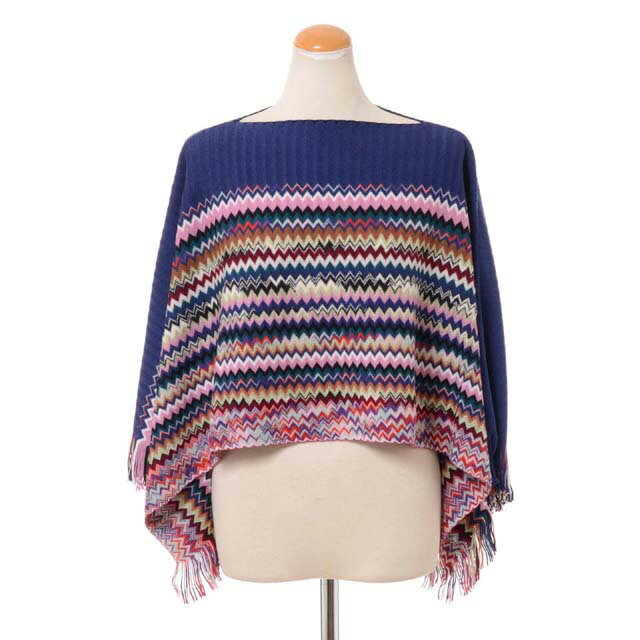 楽天ヨコアンティミッソーニ （Missoni） ニットポンチョ 羊毛など ネイビーミックス52470189002529 2022AW レディース秋冬新作 送料無料 正規取扱