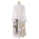アーデム シャツ襟刺繍ドレス コットン ホワイトプリント