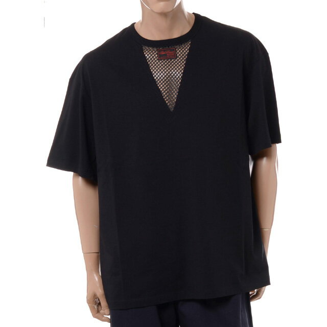 ラフシモンズ (RAF SIMONS) T-shirt with net insert Tシャツ コットン ブラック231126a190019983 2023S...