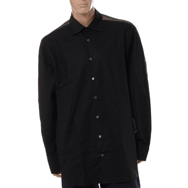 ラフシモンズ (RAF SIMONS) Classic shirt with net insert シャツ コットン ブラック231m256100009983 ...