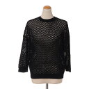 ペゼリコ 七分袖セーター 透かし編みスパンコール ブラック