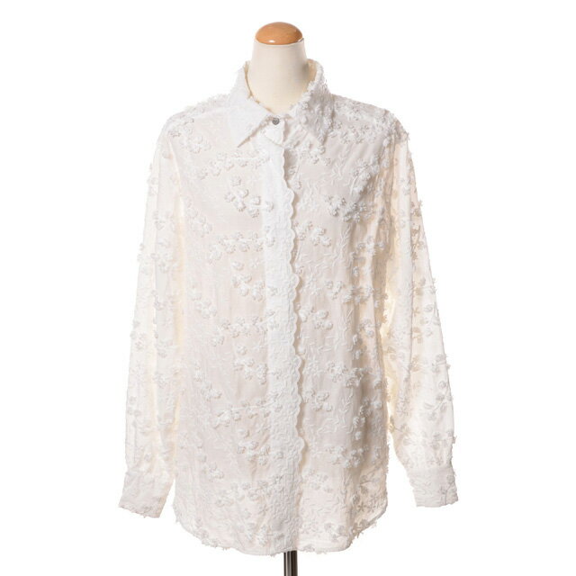 クリスティーナティ (Kristina Ti) 長袖3D刺繍ロング丈ブラウス コットン ホワイトkca0582ti0266bi17 2024AW レディース秋冬...