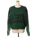 エムエムシックス メゾンマルジェラ (MM6 MAISON MARGIELA) ショート丈ロゴジャガードセーター ウール グリーンs62hl0029002j 2...