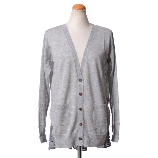 クルー (CLU) 裾レースVネックカーディガン カシミア ヘザーグレー wl14h4002gray ニット,レイヤード, 2015SS レディース春夏 送料無料 【正規取扱】