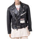 ラフシモンズ (RAF SIMONS) ショートダブルライダースジャケット 牛革 ブラック6504002000099 メンズ春夏 送料無料 正規取扱