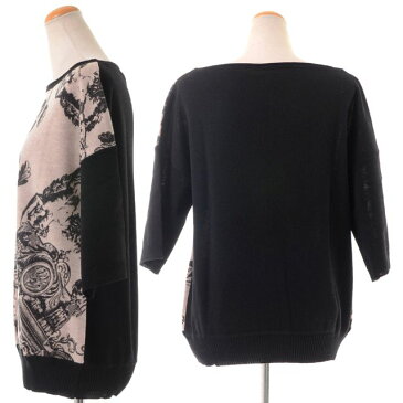 アントニオマラス (ANTONIO MARRAS) インターシャプリント五分袖ニット ブラック a25148808 3,980円以上購入で送料無料 【正規取扱】