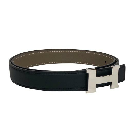 エルメス ベルトバックル ミニH Hベルト 24 エプソン スイフト エトゥープ ブラック シルバー金具 #85 HERMES 横浜BLANC【中古】