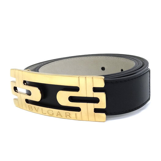 ブルガリ パレンテシベルト レザー ブラック 黒 ゴールド金具 #85 BVLGARI 横浜BLA...